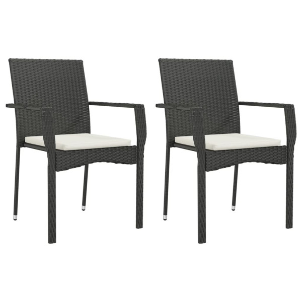 Set de comedor de jardín 9 pzas y cojines ratán sintético negro M 3