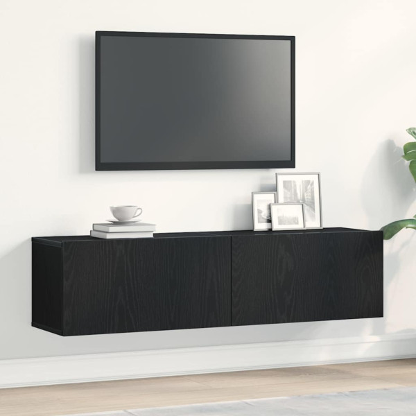 Mueble de TV de madera de roble negro 120x30x30.5 cm D
