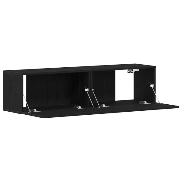 Mueble de TV de madera de roble negro 120x30x30.5 cm M 5