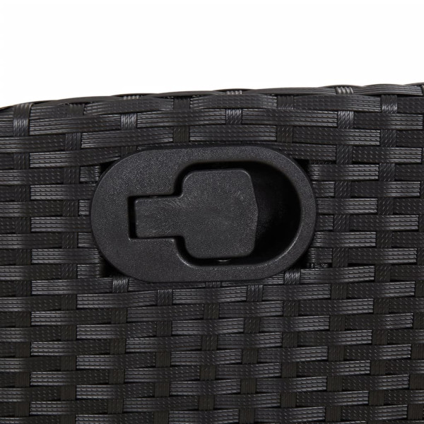 7 pcs conjunto de jantar p/ jardim c/ almofadões vime PE preto M 5