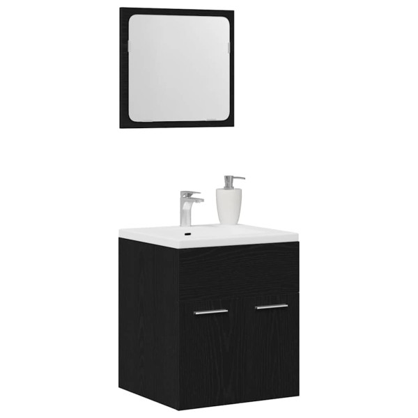 Juego de muebles de baño 2 pzas roble negro Madera ingeniería M 4