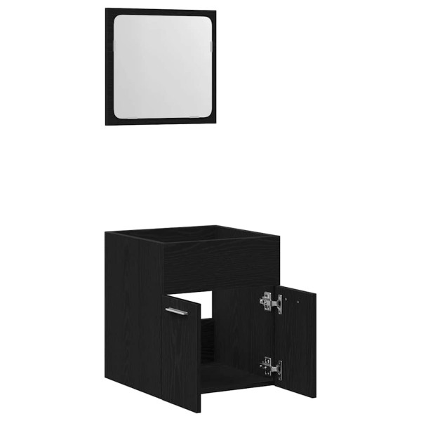 2 pcs conjunto móveis casa de banho carvalho preto M 5