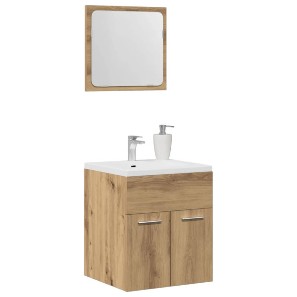 Juego de muebles baño 2 piezas madera ingeniería roble artisan M 4