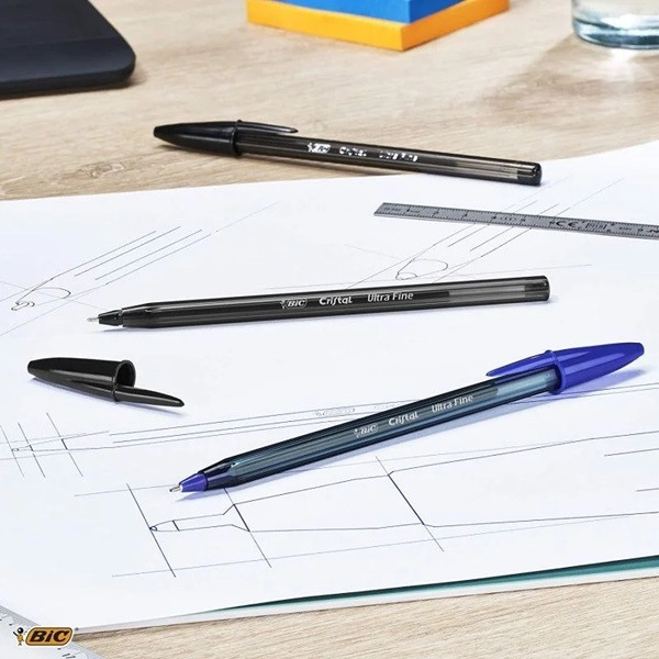 Caja de Bolígrafos de Tinta de Aceite Bic Cristal Exact Ultrafine 992605 azul M 4