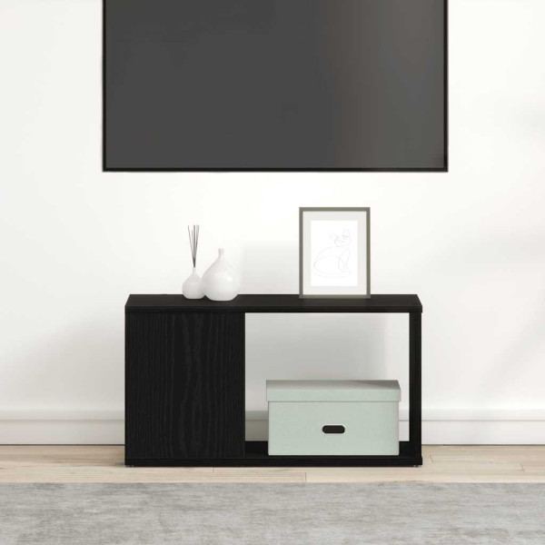Mueble de TV de madera de roble negro 60x24x32 cm M 2