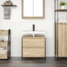 Mueble de baño con lavabo y cajones roble Sonoma 60x34.5x60 cm 3