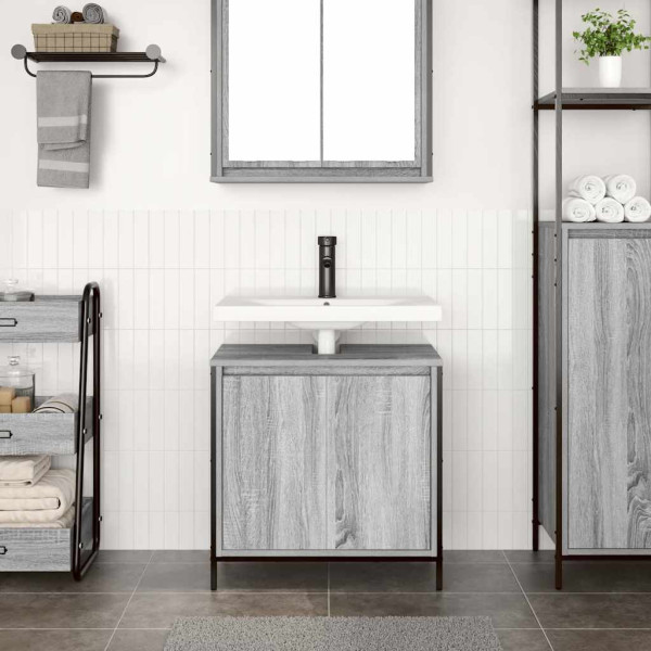 Mueble de baño con lavabo gris Sonoma 60x34.5x60 cm M 3