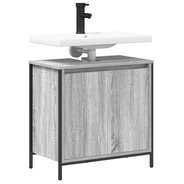 Mueble de baño con lavabo gris Sonoma 60x34.5x60 cm M 4