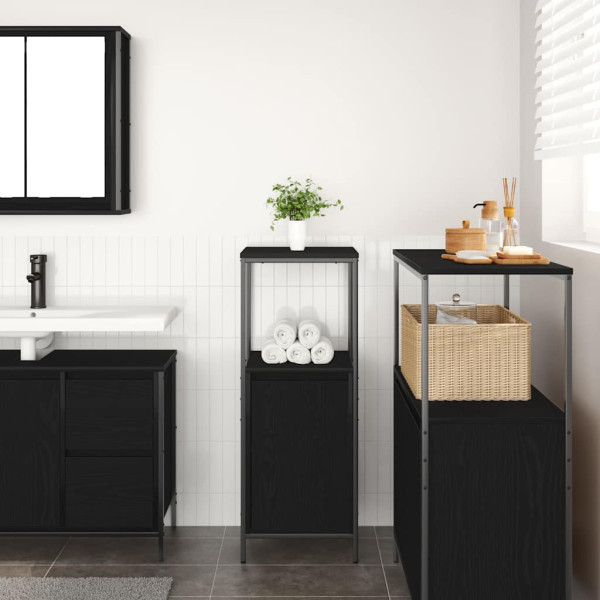 Mueble de baño con estantes roble negro 36x35x95 cm M 3