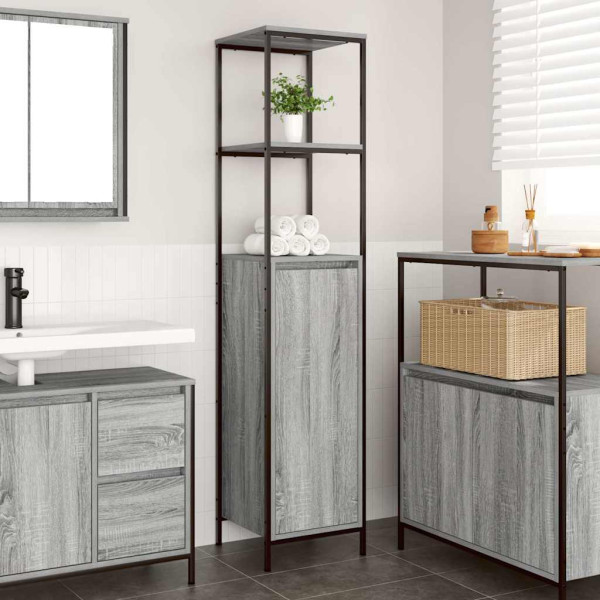 Mueble de baño con estantes gris Sonoma 36x35x165 cm D