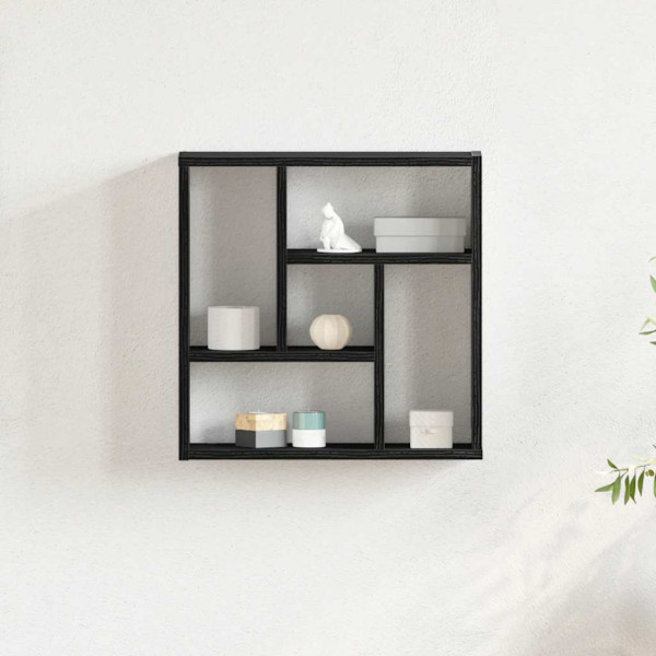 Estante de pared  de madera ingeniería roble negro 45x16x45 cm M 3