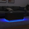 Mesa central com luzes de LED de carvalho preto 90x50x40 cm 1