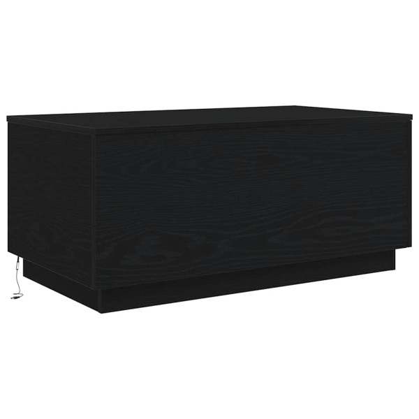 Mesa central com luzes de LED de carvalho preto 90x50x40 cm M 2