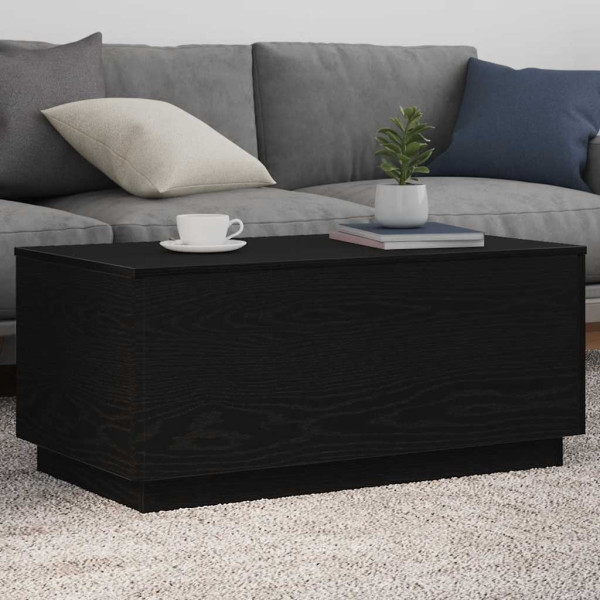 Mesa central com luzes de LED de carvalho preto 90x50x40 cm M 4