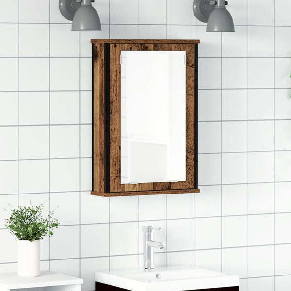Mueble de baño con espejo de madera antigua 42x12x60 cm D
