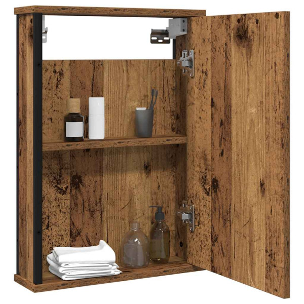 Mueble de baño con espejo de madera antigua 42x12x60 cm M 3