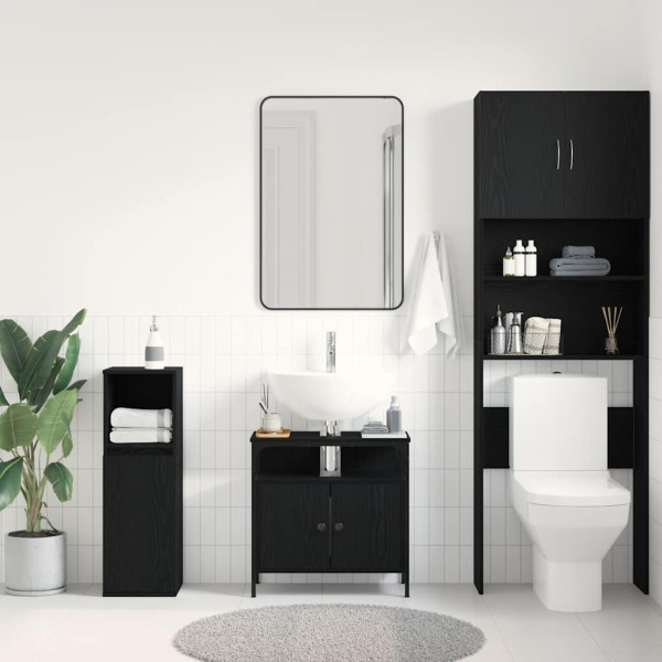 Mueble de baño para lavabo de madera de roble negro 60x30x60 cm M 3
