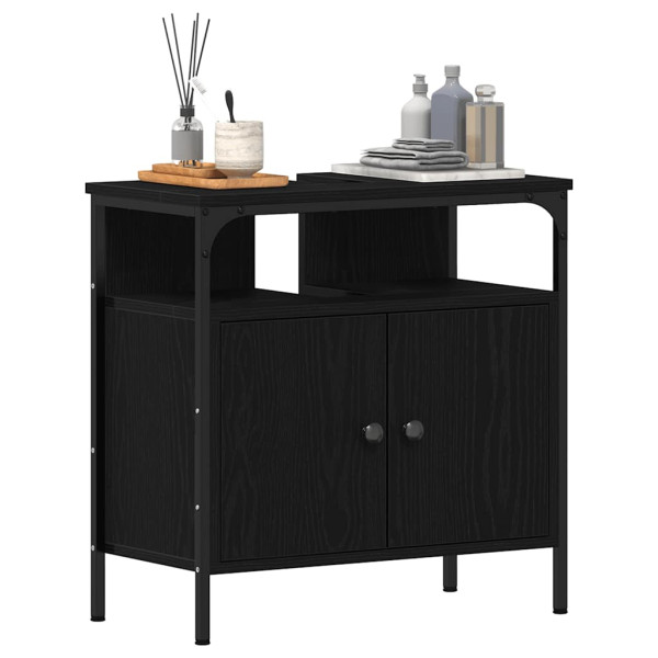 Mueble de baño para lavabo de madera de roble negro 60x30x60 cm M 4