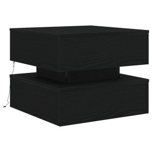 Mesa de centro con luces LED roble negro 50x50x40 cm H