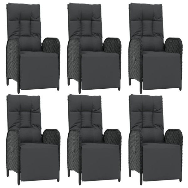 Set de comedor de jardín 7 pzas y cojines ratán sintético negro M 4