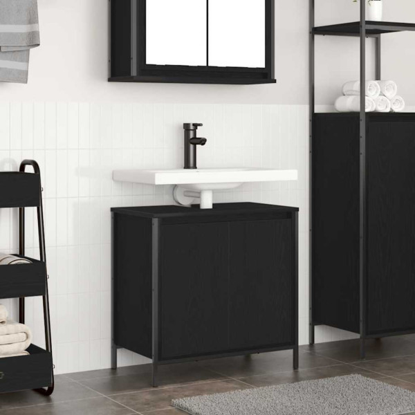 Mueble de baño con lavabo negro 60x34.5x60 cm D