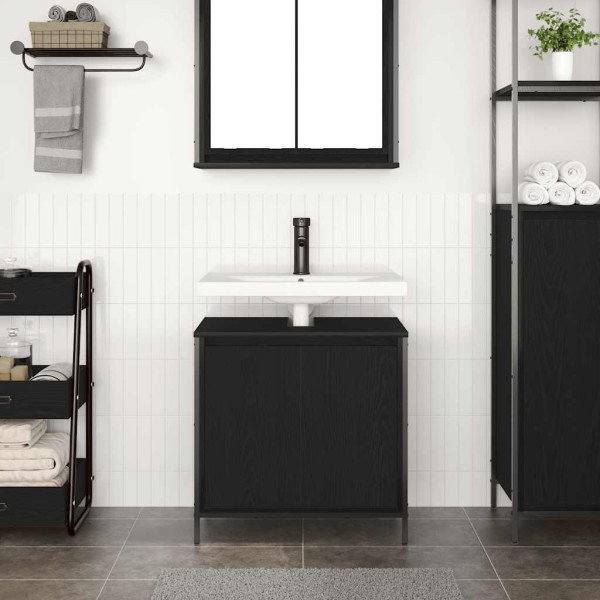 Mueble de baño con lavabo negro 60x34.5x60 cm M 3