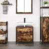 Mueble de baño con lavabo y cajones roble ahumado 60x34.5x60 cm 3
