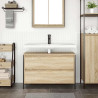 Mueble de baño con lavabo y cajones roble Sonoma 90x34.5x60 cm 3