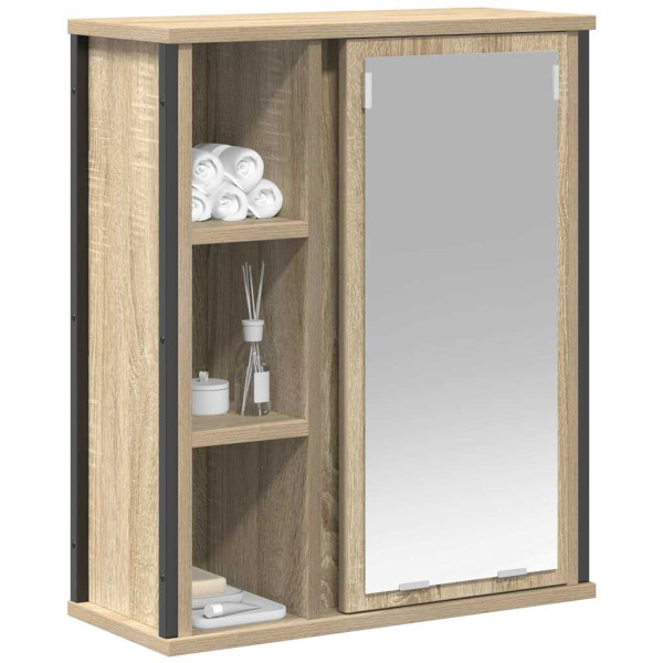 Mueble de baño de pared con espejo roble Sonoma 50x21x60 cm M 4