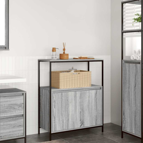 Mueble de baño con estantes gris Sonoma 76.5x35x95 cm D