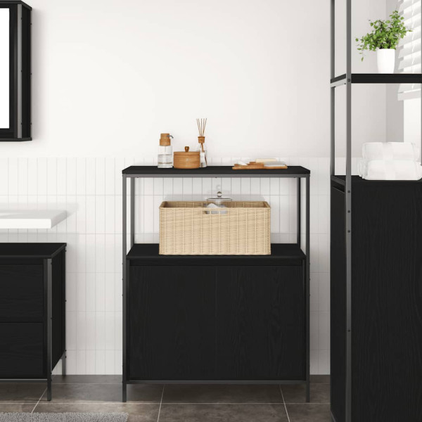 Mueble de baño con estantes roble negro 76.5x35x95 cm M 3