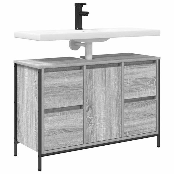 Armário de bacia com gavetas cinza Sonoma 90x34.5x60 cm M 4