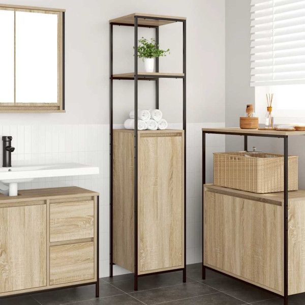 Mueble de baño con estantes roble Sonoma 36x35x165 cm D