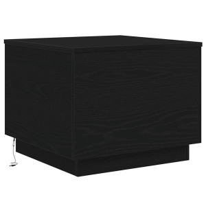 Mesa de centro con luces LED roble negro 50x50x40 cm H