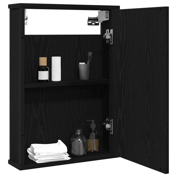 Armario con espejo para baño de madera roble negro 42x12x60 cm M 3