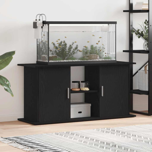 Soporte para acuario de madera de roble negro 121x41x58 cm D
