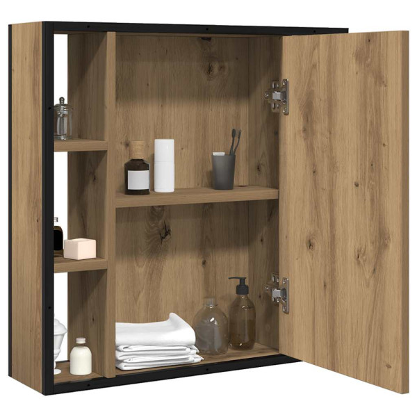 Mueble de baño con espejo de roble artesanal 60x16x60 cm M 3
