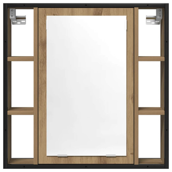 Mueble de baño con espejo de roble artesanal 60x16x60 cm M 4