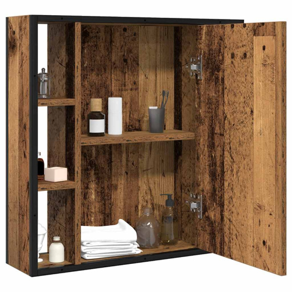Mueble de baño con espejo de madera antigua 60x16x60 cm M 3