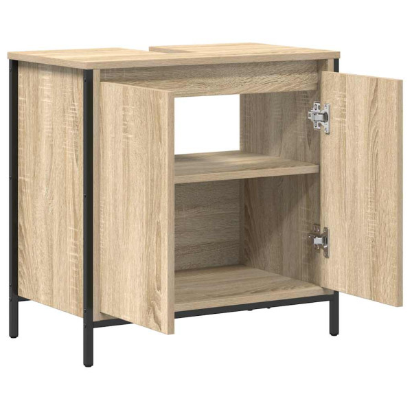 Mueble de baño con lavabo roble Sonoma 60x34.5x60 cm M 5