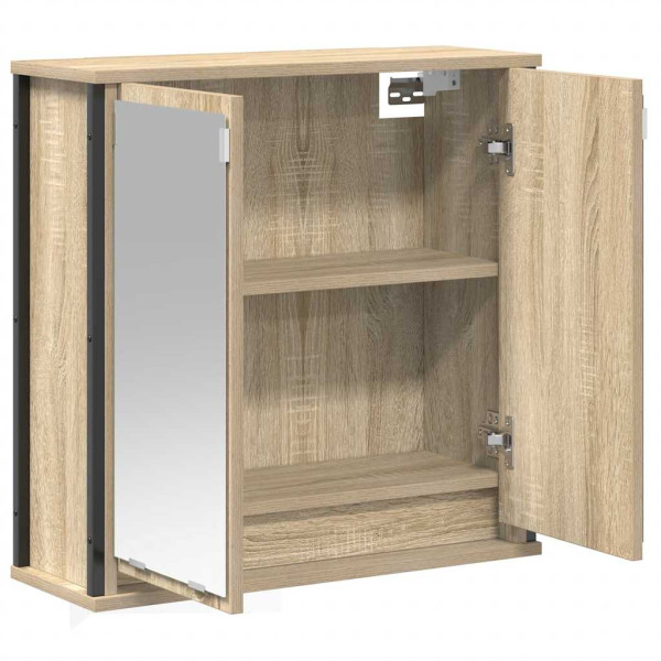 Mueble de baño de pared con espejo roble Sonoma 60x21x60 cm M 4