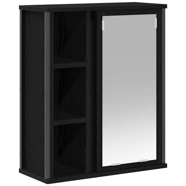 Mueble de baño de pared con espejo roble negro 50x21x60 cm M 2