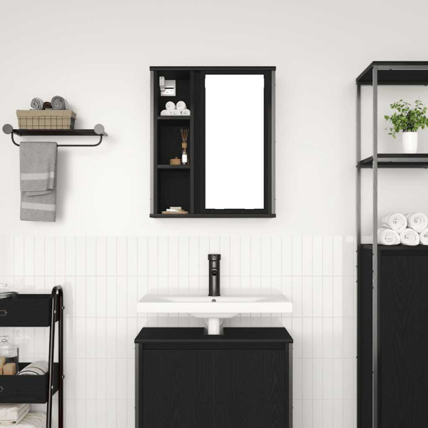 Mueble de baño de pared con espejo roble negro 50x21x60 cm M 3