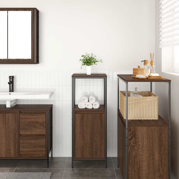 Mueble de baño con estantes roble marrón 36x35x95 cm M 3