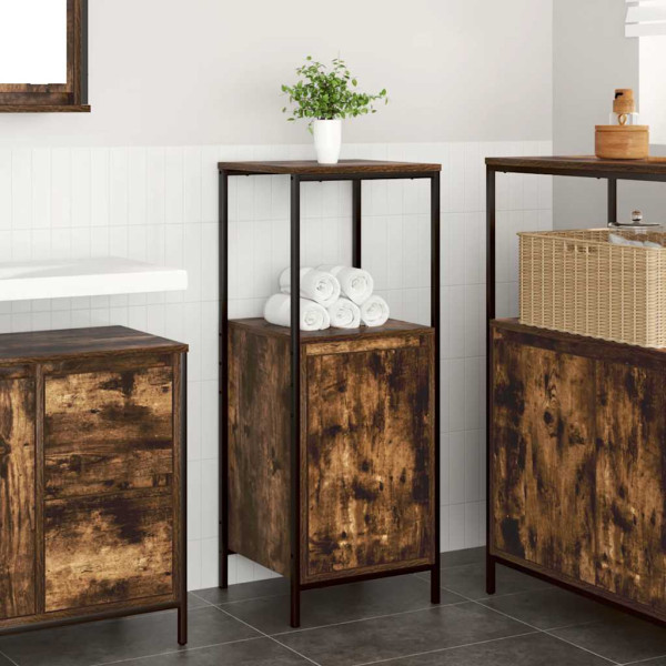 Mueble de baño con estantes roble ahumado 36x35x95 cm D