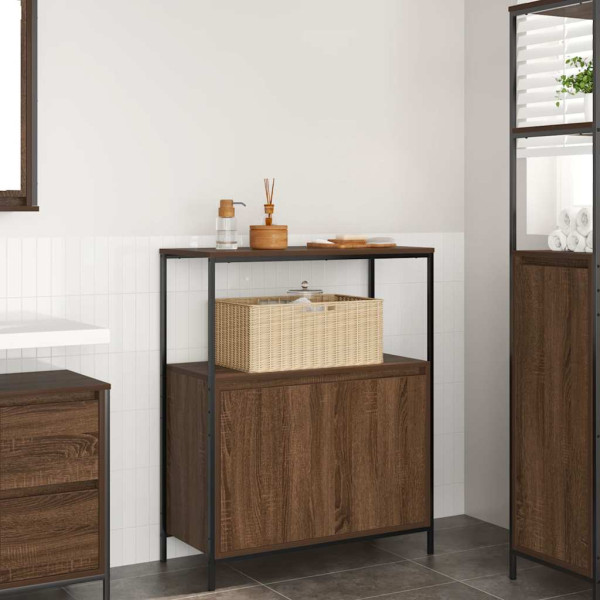 Mueble de baño con estantes roble marrón 76.5x35x95 cm D
