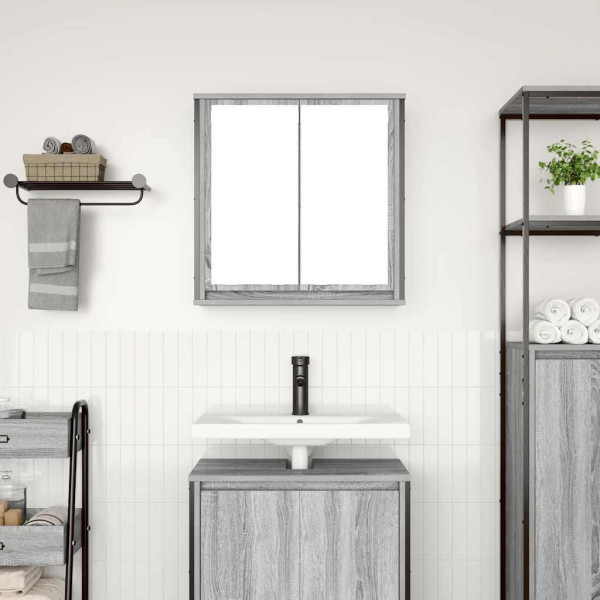 Mueble de baño de pared con espejo gris Sonoma 60x21x60 cm M 3