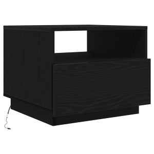 Mesa central com luzes LED de carvalho preto 50x49x40 cm H
