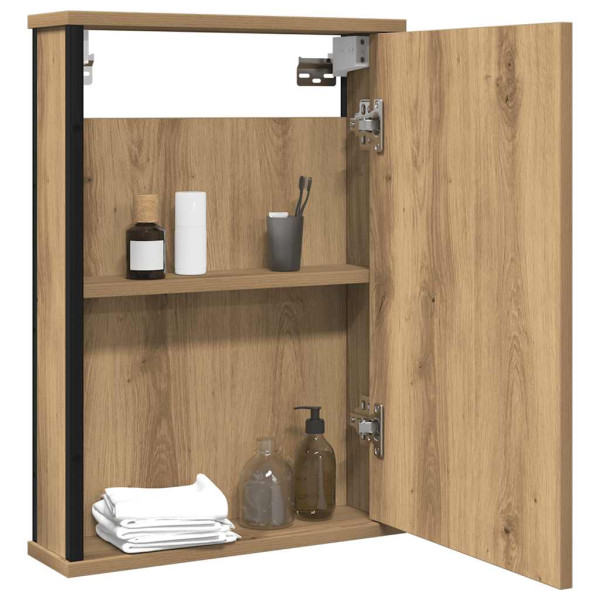 Mueble de baño con espejo de roble artesanal 42x12x60 cm M 3