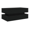 Mesa central com luzes de LED de carvalho preto 90x50x40 cm 2